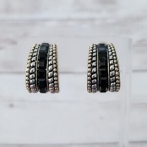 Vintage Clip On Earrings Large/Chunky Statement Black, Gold Tone, Silver Tone